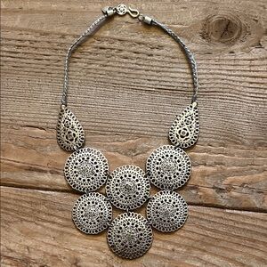 Stella & Dot Elegant Silver Filigree Necklace